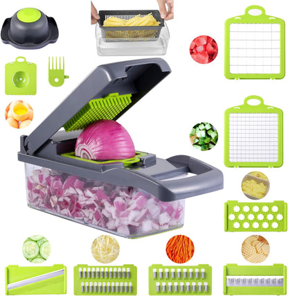 Multifunctional Vegetable Chopper & Slicer – 8 Interchangeable Blades | Stainless Steel & Food-Grade Material