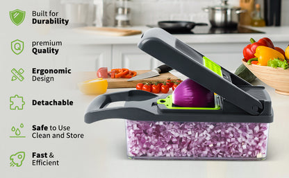 Multifunctional Vegetable Chopper & Slicer – 8 Interchangeable Blades | Stainless Steel & Food-Grade Material