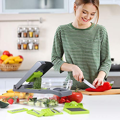 Multifunctional Vegetable Chopper & Slicer – 8 Interchangeable Blades | Stainless Steel & Food-Grade Material